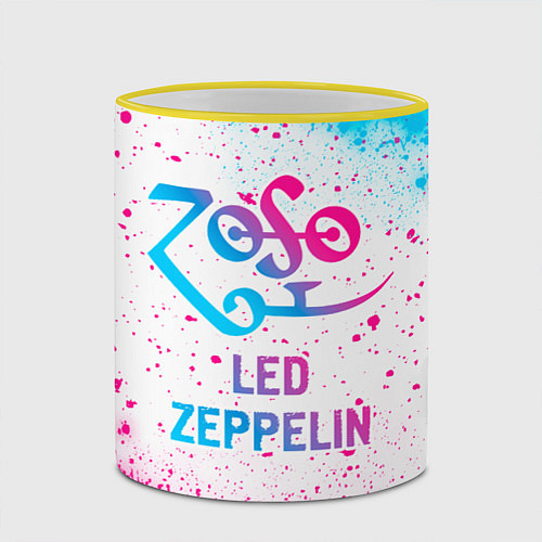 Кружка цветная Led Zeppelin neon gradient style / 3D-Желтый кант – фото 2