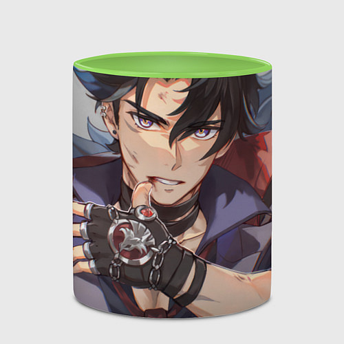 Кружка цветная Genshin Impact Ризли / 3D-Белый + светло-зеленый – фото 2