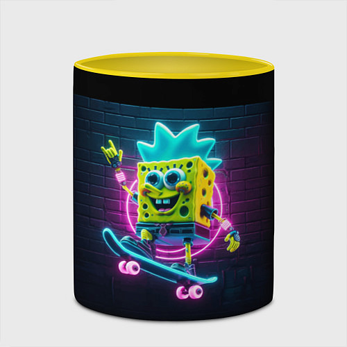 Кружка цветная Sponge Bob on a skateboard / 3D-Белый + желтый – фото 2