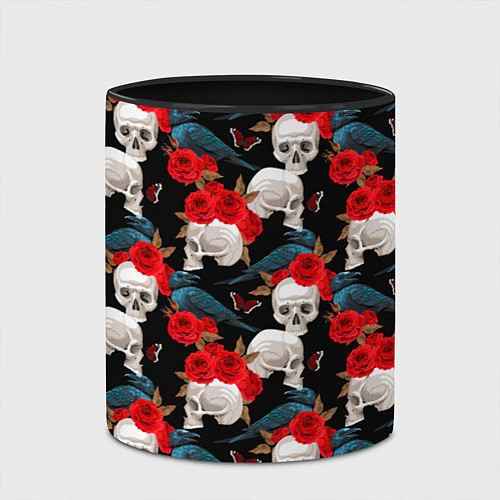 Кружка цветная Skull in roses / 3D-Белый + черный – фото 2