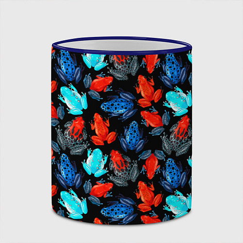 Кружка цветная Тропические лягушки / 3D-Синий кант – фото 2