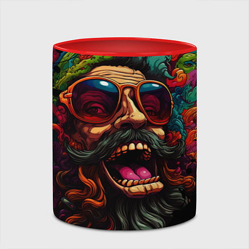 Кружка цветная Дед мороз хиппи / 3D-Белый + красный – фото 2