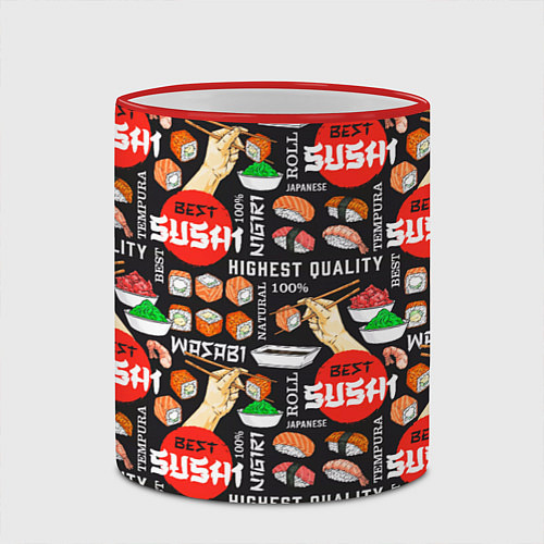Кружка цветная Best sushi / 3D-Красный кант – фото 2