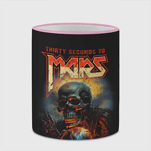 Кружка цветная Thirty seconds to mars skull / 3D-Розовый кант – фото 2