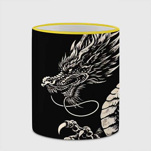 Кружка цветная Japanese dragon - irezumi - art / 3D-Желтый кант – фото 2