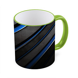 Кружка 3D Black blue lines, цвет: 3D-светло-зеленый кант