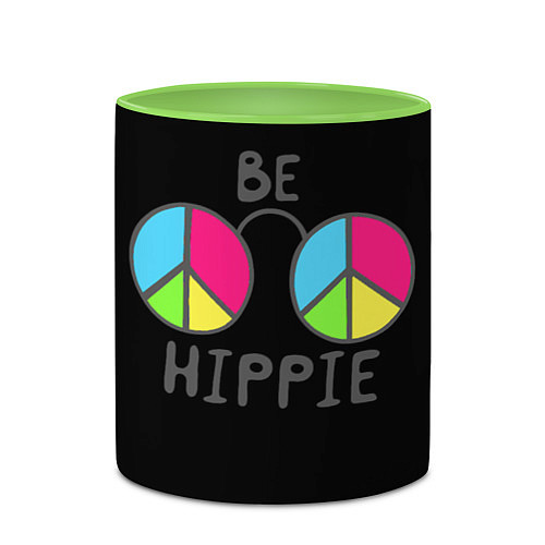 Кружка цветная Be hippie / 3D-Белый + светло-зеленый – фото 2