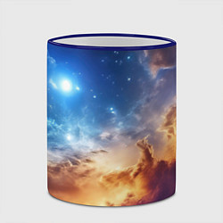 Кружка 3D Оранжевая небула космос, цвет: 3D-синий кант — фото 2