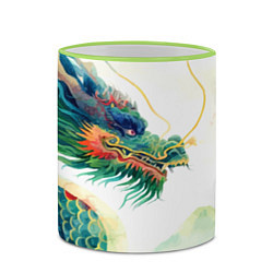 Кружка 3D Japanese dragon - watercolor art, цвет: 3D-светло-зеленый кант — фото 2