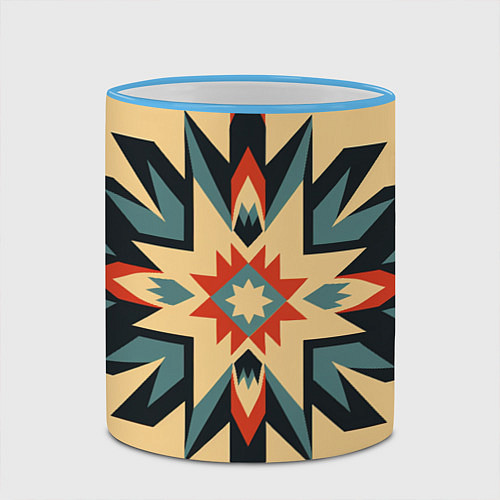 Кружка цветная Орнамент в стиле американских индейцев / 3D-Небесно-голубой кант – фото 2
