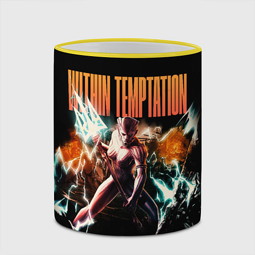 Кружка цветная Within Temptation the fire within / 3D-Желтый кант – фото 2