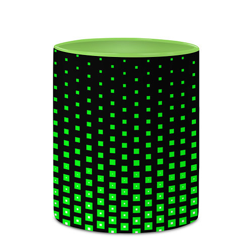 Кружка цветная Зелёные квадраты / 3D-Белый + светло-зеленый – фото 2