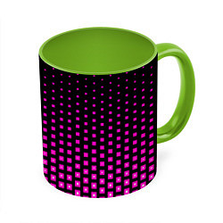 Кружка 3D Розовые квадраты, цвет: 3D-белый + светло-зеленый