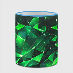 Кружка 3D Зелёное разбитое стекло, цвет: 3D-небесно-голубой кант — фото 2