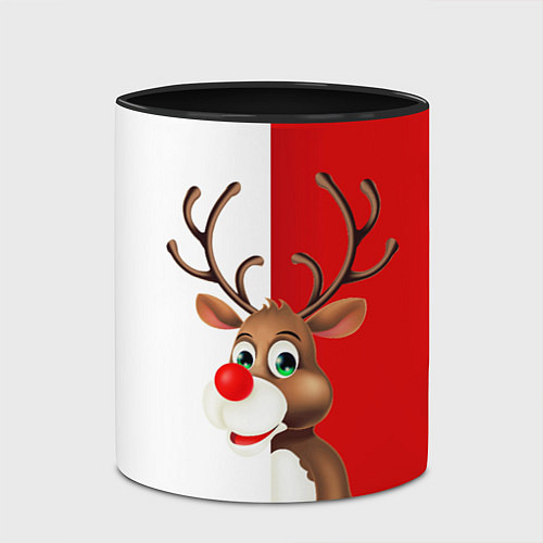 Кружка цветная Christmas deer art / 3D-Белый + черный – фото 2