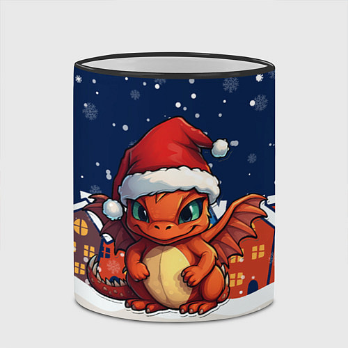 Кружка цветная Новогодний дракоша 2024 / 3D-Черный кант – фото 2