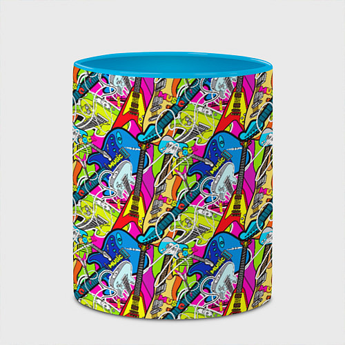 Кружка цветная Multicolored guitars / 3D-Белый + небесно-голубой – фото 2