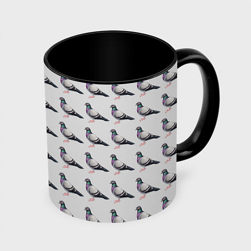 Кружка цветная Голуби воркуют / 3D-Белый + черный – фото 1