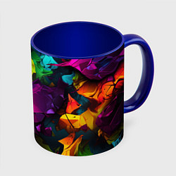 Кружка 3D Яркие разноцветные краски, цвет: 3D-белый + синий