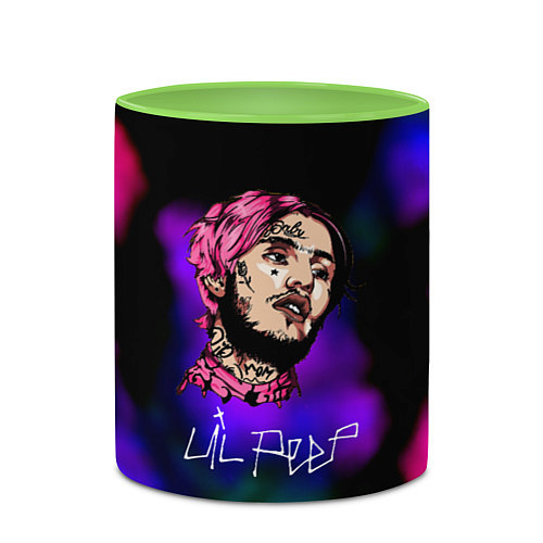 Кружка цветная Lil peep рэп неоновый градиент / 3D-Белый + светло-зеленый – фото 2