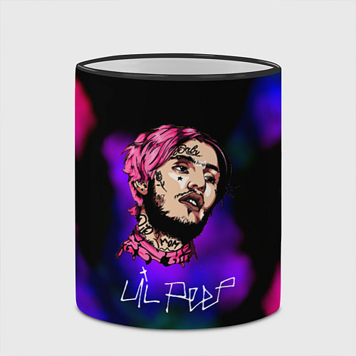 Кружка цветная Lil peep рэп неоновый градиент / 3D-Черный кант – фото 2