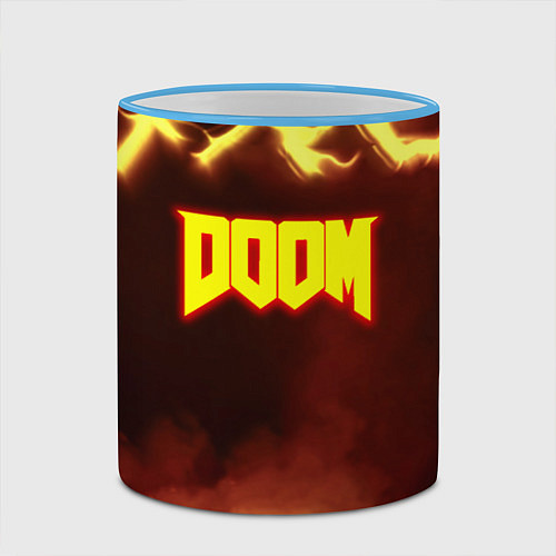 Кружка цветная Doom storm огненное лого / 3D-Небесно-голубой кант – фото 2