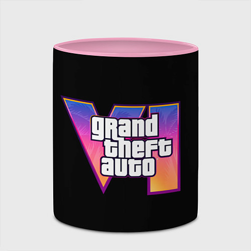 Кружка цветная Grand Theft Auto 6 / 3D-Белый + розовый – фото 2