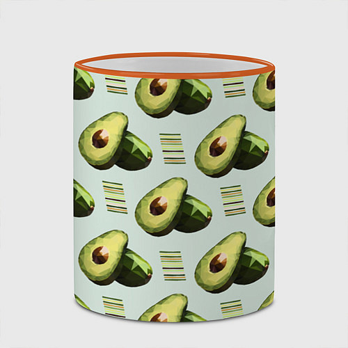 Кружка цветная Авокадо и полосы / 3D-Оранжевый кант – фото 2