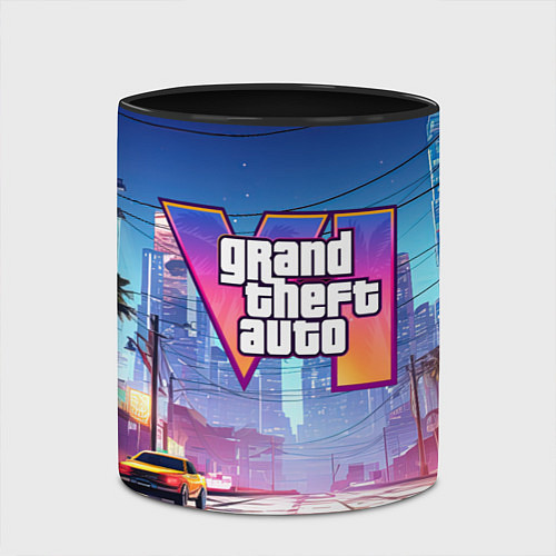 Кружка цветная GTA 6 неоновый город / 3D-Белый + черный – фото 2