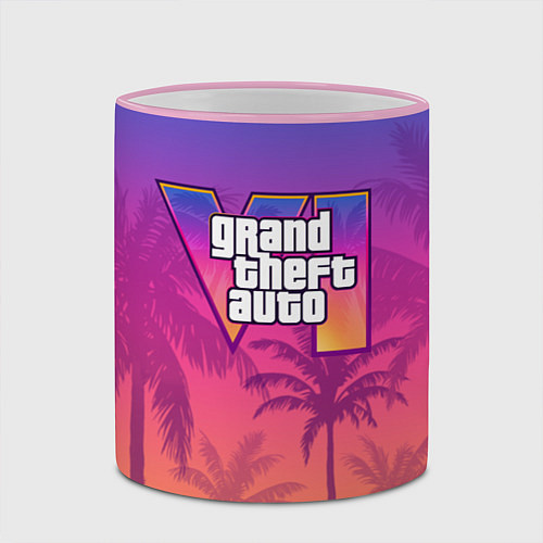 Кружка цветная GTA 6 official / 3D-Розовый кант – фото 2