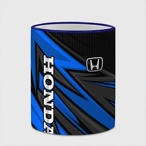 Кружка цветная Honda motors - синяя спортивная абстракция / 3D-Синий кант – фото 2