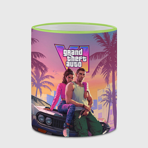 Кружка цветная Главные герои gta 6 / 3D-Светло-зеленый кант – фото 2