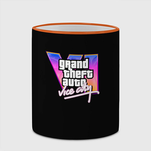 Кружка цветная Gta 6 vice city logo / 3D-Оранжевый кант – фото 2