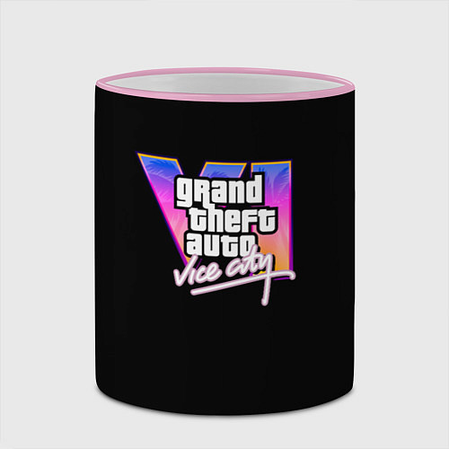 Кружка цветная Gta 6 vice city logo / 3D-Розовый кант – фото 2