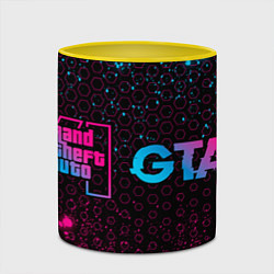 Кружка 3D GTA6 - neon gradient по-горизонтали, цвет: 3D-белый + желтый — фото 2