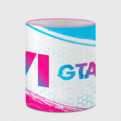 Кружка 3D GTA 6 neon gradient style по-горизонтали, цвет: 3D-розовый кант — фото 2