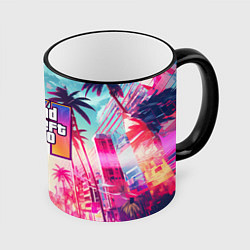 Кружка 3D Gta 6 logo vice city style, цвет: 3D-черный кант