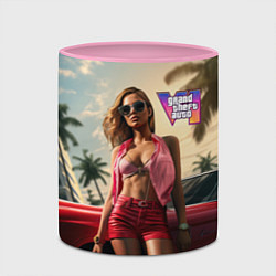 Кружка 3D Девушка GTA 6, цвет: 3D-белый + розовый — фото 2