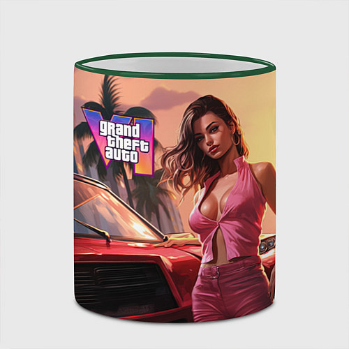Кружка цветная GTA 6 girl vice city / 3D-Зеленый кант – фото 2