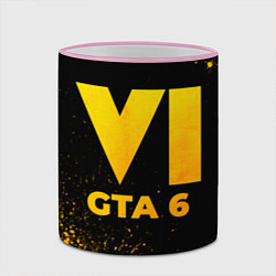 Кружка 3D GTA 6 - gold gradient, цвет: 3D-розовый кант — фото 2