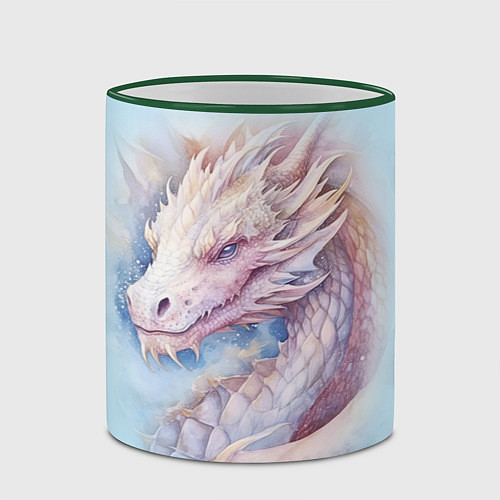 Кружка цветная Волшебный белый дракон / 3D-Зеленый кант – фото 2