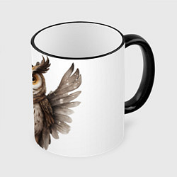 Кружка 3D Совушка с крыльями, цвет: 3D-черный кант