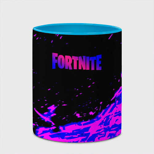 Кружка цветная Fortnite neon logo steel / 3D-Белый + небесно-голубой – фото 2