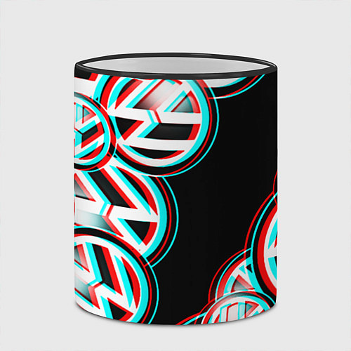 Кружка цветная Volkswagen glitch pattern / 3D-Черный кант – фото 2