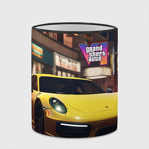 Кружка цветная GTA 6 porshe / 3D-Черный кант – фото 2