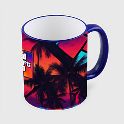 Кружка 3D GTA 6 аbstract logo, цвет: 3D-синий кант