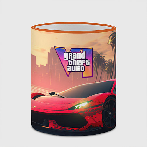 Кружка цветная GTA 6 спортивное авто / 3D-Оранжевый кант – фото 2