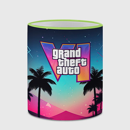 Кружка цветная GTA 6 summer abstract / 3D-Светло-зеленый кант – фото 2