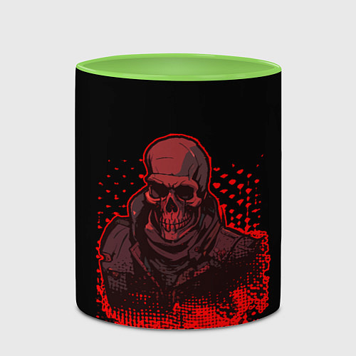 Кружка цветная Красный скелет на чёрном фоне / 3D-Белый + светло-зеленый – фото 2