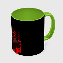 Кружка 3D Красный скелет на чёрном фоне, цвет: 3D-белый + светло-зеленый